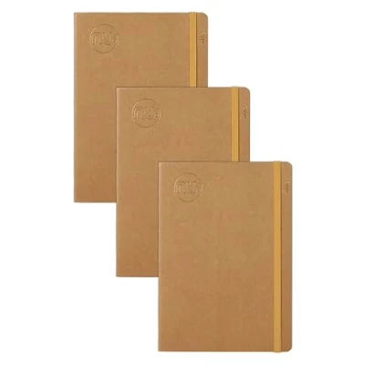 Image of nu: Notebooks Kraft Range Manilla Stitched Spine A6 Notebook Stationery Professional Notepad Multipack of 3
