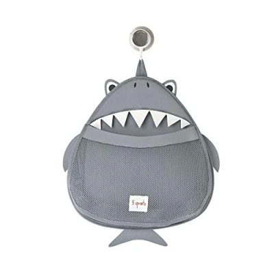 Image of 3 Sprouts Baby Bath Toy Bag for Toys Large Hanging Organiser Bathroom Storage Net, Wall Tidy, Shark
