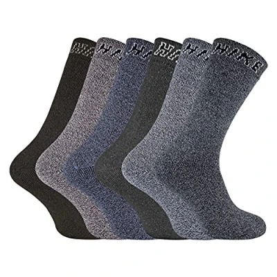 Image of Sock Snob 6 Pairs HIKE Mens Summer Breathable Cotton Hiking Socks Grey Size UK 11