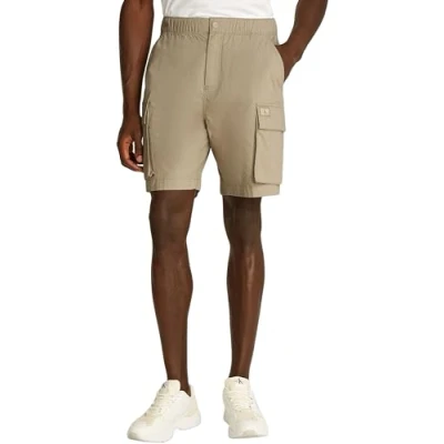 Image of Calvin Klein Jeans Washed Cargo Shorts, Men&#039;s, Size: 33, Stone gray