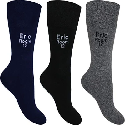 Image of TeddyTs Personalised Men&#039;s Retirement Home Gentle Grip Comfort Socks (3 Pair Pack) (UK 12 14 (EUR 46 50))