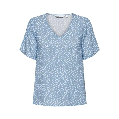Image of ONLY Women&#039;s Onlsusan S/S V Neck Top WVN Noos T Shirt, Blue, S