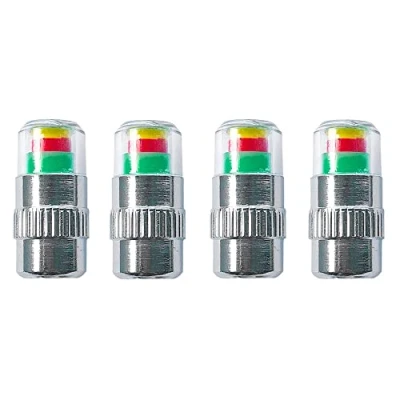 Image of QitinDasen 4Pcs Premium Car Tire Tyre Pressure Monitor Valve Stem Caps, Warning Safety 3 Colors Sensor Indicator, Dust Cover Air Caps