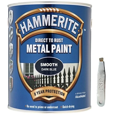 Image of Hammerite Direct to Rust Metal Paint Smooth Finish Dark Blue 5L with PSP tin Opener