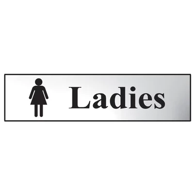 Image of Scan SCA6002C Self adhesive chrome sign Ladies 200 x 50mm
