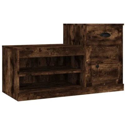 Image of vidaXL Shoe Cabinet Smoked Oak 100x42x60 cm Engineered Wood