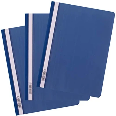 Image of D.RECT Pack of 25 A4 Plastic File folders with Transparent Front Cover, Folder Made Polypropylene Film, Dark Blue