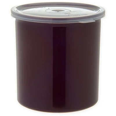 Image of Carlisle 030101 Solid Color Commercial Round Storage Container with Lid, 1.2 Quart Capacity, Brown