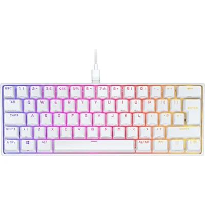 Image of CORSAIR K65 RGB MINI 60% Mechanical Wired Gaming Keyboard CHERRY MX RED Linear Switches PBT Double Shot Keycaps iCUE Compatible QWERTY UK PC, Mac, Xbox White