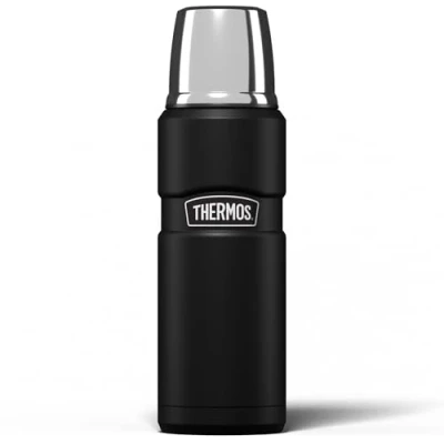 Image of Thermos Stainless King 470ml Multi Purpose Flask Original Style can be used as Travel Mug or Insulated Water Bottle for Daily Commute &amp; Weekend Adventures Matt Black, 5 Year Warranty