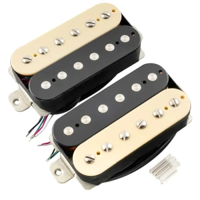 Image of Musiclily Pro Alnico 5 Magnet Uncovered Humbucker Neck Bridge Pickups Set 7.8K/8.8K for Electric Guitar, Zebra