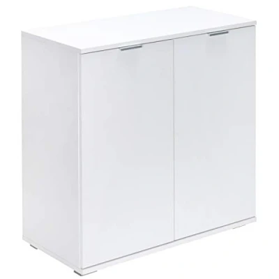 Image of CASARIA® Alba Sideboard 2 Doors 71x74x35cm Height Adjustable Shelf Modern Side Cabinet Versatile Storage Unit Wooden Bookcase Study Office Multi Purpose White