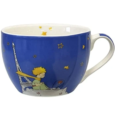 Image of Kiub Porcelain Cereal Bowl with Handle (The Little Prince, Rose, Eiffel Tower)