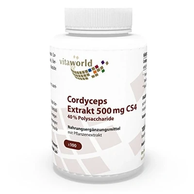 Image of Vita World Cordyceps Extract CS4 Premium 500mg 40% Polysaccharides 100 Vegetarian Capsules Made in Germany