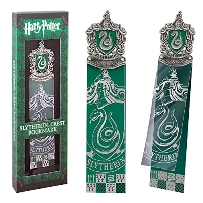 Image of The Noble Collection Harry Potter Slytherin Crest Bookmark 6.7in (17cm) Die Cast Metal, PVC and Card Officially Licensed Film Set Movie Gifts Stationery