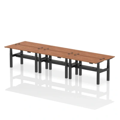 Image of Air B2B 1400x600mm Height Adjustable 6P Bench Desk CP Walnut/Black