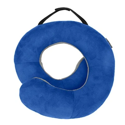 Image of Travelon: Travel Comfort Neck Pillows, Cobalt/Gray, One Size, Deluxe Wrap N&#039; Rest Pillow