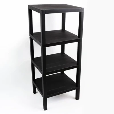 Image of DIVCHI 4 Tier Side End Table Nightstand Coffee Tables Storage Bedside Office Living Room Bedroom Small Narrow Space Sofa (Black)