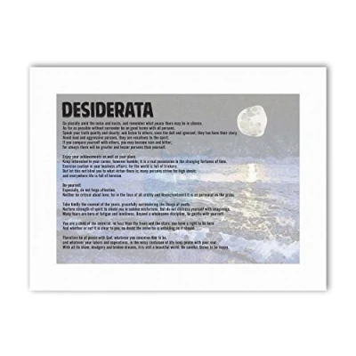 Image of Wee Blue Coo Desiderata EHRMANN GO PLACIDLY AMID Noise Haste Poster Typography Quote Canvas