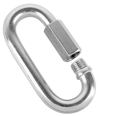 Image of POFET 10Pcs M4 316 Stainless Steel Chain Connector Heavy Duty D Shape Lock,Large Carabiner Marine Grade Quick Link Connector, Corrosion Resistant Safety