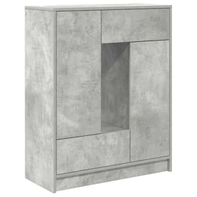 Image of vidaXL Sideboard/Buffet Cabinet with Drawers &amp; Doors Engineered Wood, Concrete Grey, 73x31x90 cm for Living Room/Dining Room/Entryway