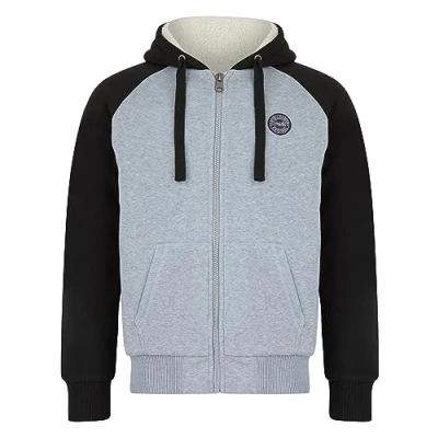 Image of Tokyo Laundry Petersburg Chunky Zip Through Borg Lined Fleece Hoodie in Light Grey Marl S
