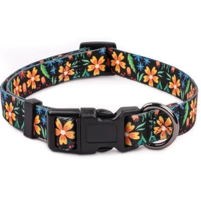 Image of COSYHOMELONDON Dog Collar for Small Dogs, Cute Medium Large Pet Collar, with Floral Patterns, Soft Adjustable Boy Girl Female Male Puppy (Floral, s)