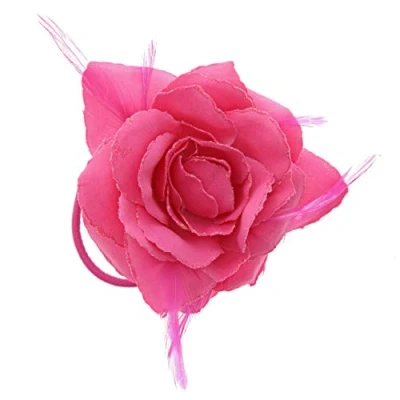 Image of Zac&#039;s Alter Ego Glitter Hair Rose with Feathers on Clip &amp; Elastic Piece or Corsage