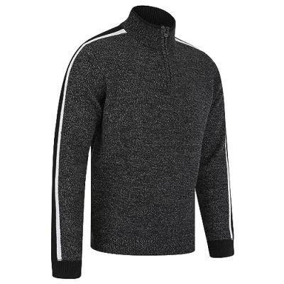 Image of Tokyo Laundry Men&#039;s Tindle Quarter Zip Funnel Neck Knitted Jumper with Striped Sleeves