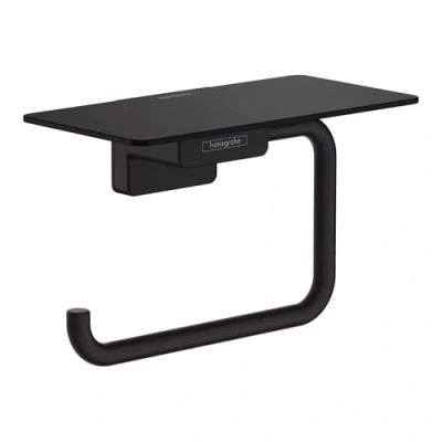 Image of hansgrohe AddStoris Roll holder with shelf, matt black, 41772670