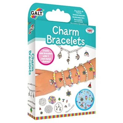 Image of Galt Charm Bracelets Fun Bracelet and Jewellery Making Kit Craft for Kids with Colourful Beads 9 Clip On Metal Charms Childrens Arts Crafts Set Makes 7 Ages 8 Years Plus