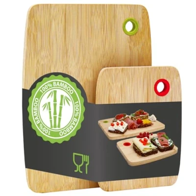 Image of DuneDesign Solid &amp; Durable: Colour Coded Bamboo Chopping Board Set of 2 30x22cm Sturdy Wooden Boards Wood Cutting Meat Carving