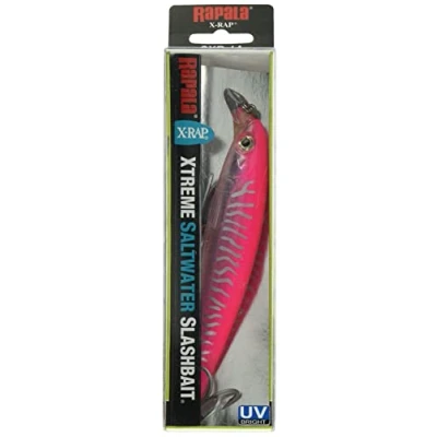 Image of Rapala X Rap Saltwater Lure with Two No. 3 Hooks, 1.2 1.8 m Swimming Depth, 10 cm Size, Hot Pink UV