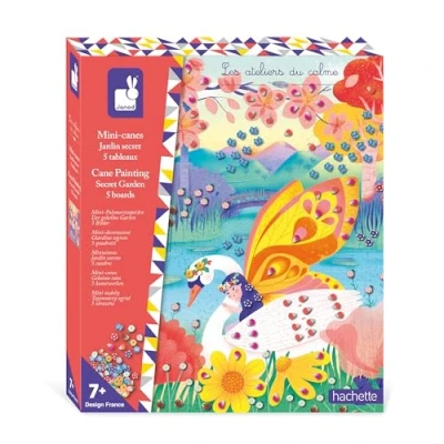 Image of Janod Secret Garden Mini Cane Sticking Set The Calm Workshops 5 Boards Child Craft Kit Fine Motor Skills and Concentration Learning from 7 Years Old J09106