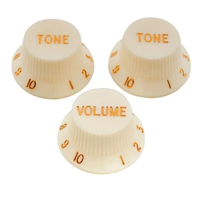 Image of Musiclily Pro Inch Strat Knobs 1 Volume 2 Tone Control Set for USA Stratocaster Style Electric Guitar, Parchment(Set of 3)