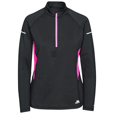 Image of Trespass Persin II, Black, XS, Quick Dry Antibacterial Longsleeved Active Top with Key Pocket for Women, X Small, Black