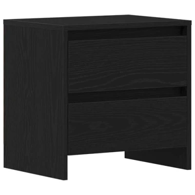 Image of vidaXL bedside cabinet black oak MDF compact storage unit sleek contemporary design