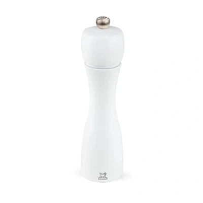 Image of Peugeot Tahiti Manual Pepper Mill Adjustable Grinder Beechwood, Matt White, 20 cm