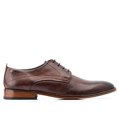Image of Base London Script Washed Brown Men&#039;s Derby UK 6