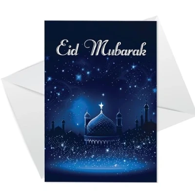Image of RED OCEAN Eid Mubarak Cards, Happy Greetings Card, Card with Envelope, Ramadan Cards For Eid, Muslim Islamic Friends Family