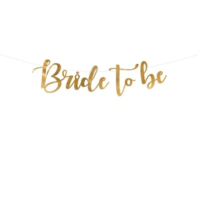 Image of PartyDeco Cardboard Garland, Bride To Be Metallic Gold 80 x 19 cm, 1.5m Long