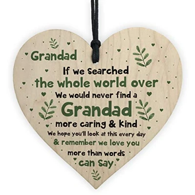 Image of RED OCEAN Grandad Gifts For Birthday Christmas Wooden Heart Novelty Gift From Grandchildren