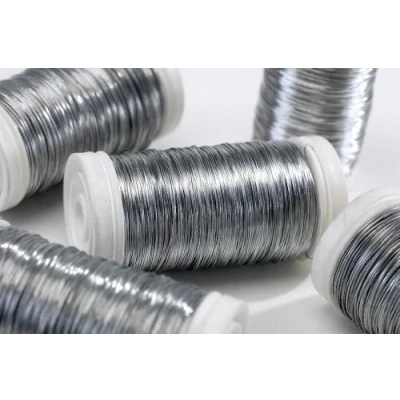 Image of Thin Silver Reel Wire for Floristry &amp; Flower Arranging Roll (30 Gauge)