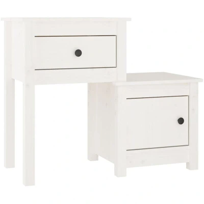 Image of vidaXL Bedside Cabinet White 79.5x38x65.5 cm Solid Wood Pine