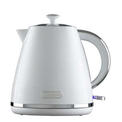 Image of Daewoo Stirling Collection, 1.7 Litre Pyramid Kettle Filling Up To 7 Cups With 360 Swivel Base And Fully Removable Lid, User Friendly, Easy Cleaning, Safety Features, Stainless Steel, White