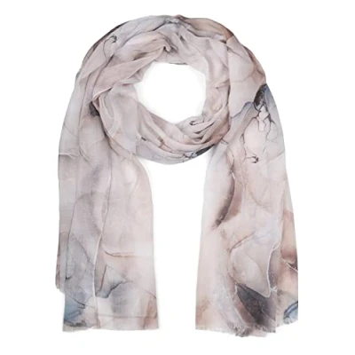 Image of styleBREAKER Ladies scarf with elegant marble pattern and short fringes, light in pastel colours, stole 01016219, Colour:Light Brown