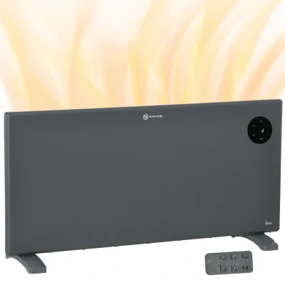 Image of HOMCOM 2000W Electric Panel Heater, Freestanding or Wall Mounted, Convector Heater with LED Display, Open Window Detection, Timer, Overheat Protection, Remote Control, Grey