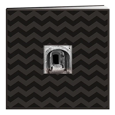 Image of Pioneer Photo Albums MB10EMB 64325 Embossed Post Bound Scrapbook Album x 12 in. Black Chevron, Leather, 12x12 Inches