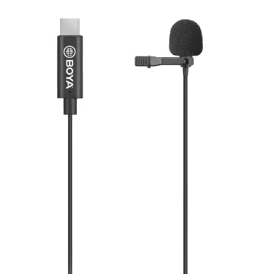 Image of Walimex pro Boya M3 Plug In Microphone USB C Type Small Powerful Lavalier 50Hz 20kHz for Smartphones, Tablets, PCs with Connection Interviews, Vlogging, Moderating