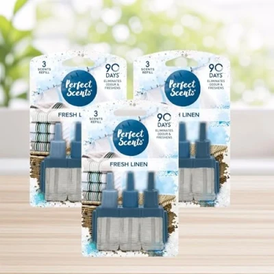 Image of 3 x Perfect Scents Fresh Linen Plug In Refill Oil For Scent Air fresheners Home Freshener